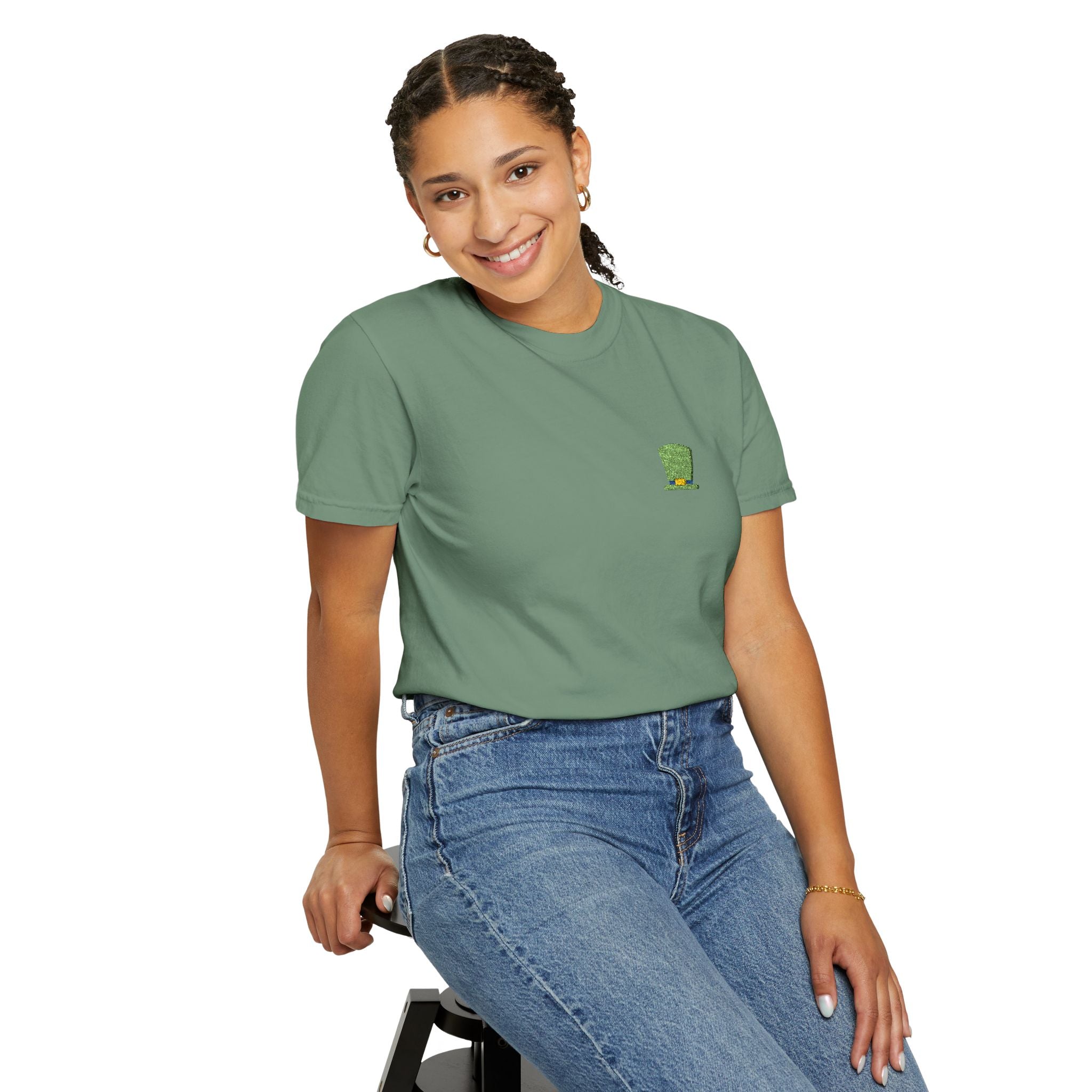 St. Patrick's Embroidered Leprechaun Hat T-Shirt — Cloversense St. Patrick's Tee