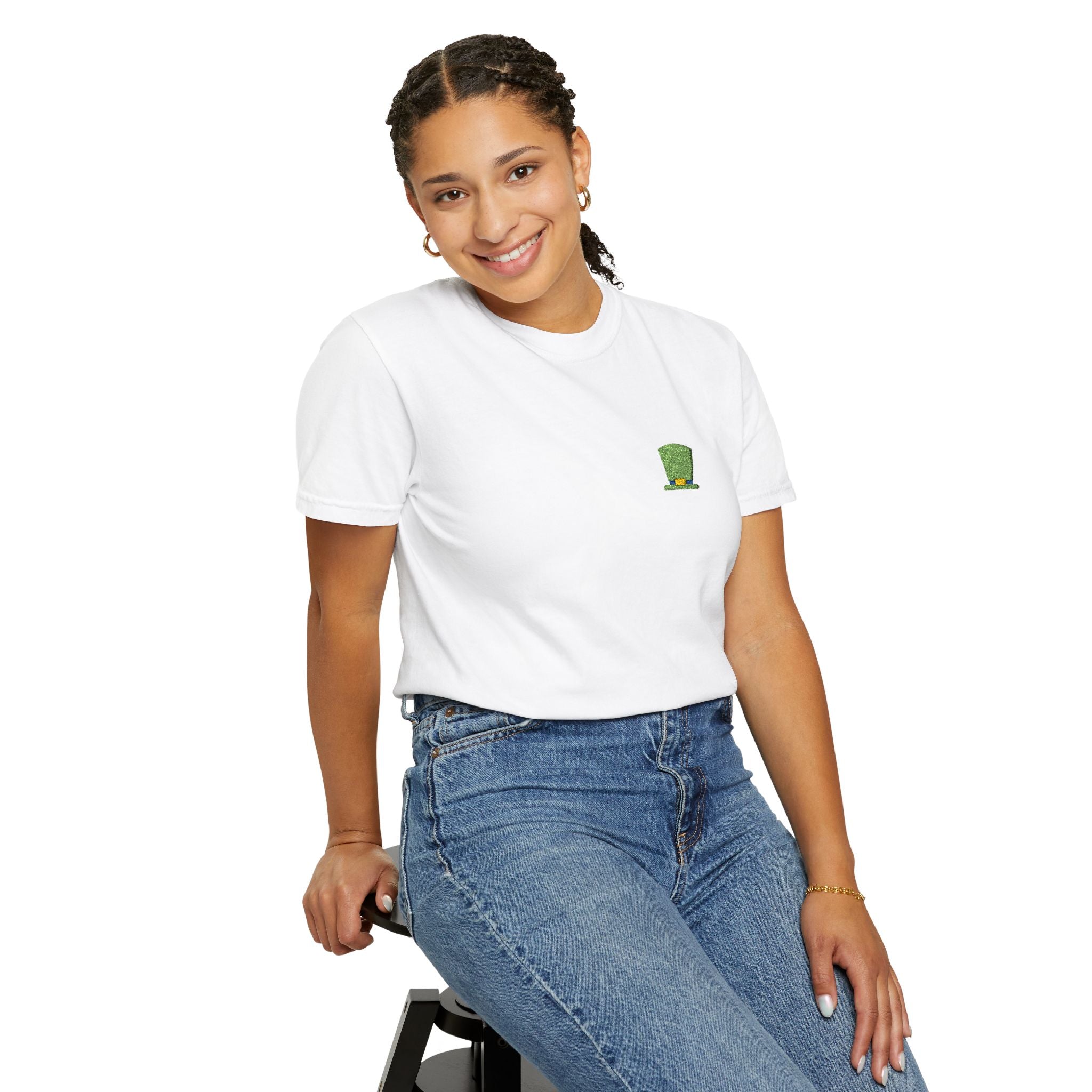 St. Patrick's Embroidered Leprechaun Hat T-Shirt — Cloversense St. Patrick's Tee