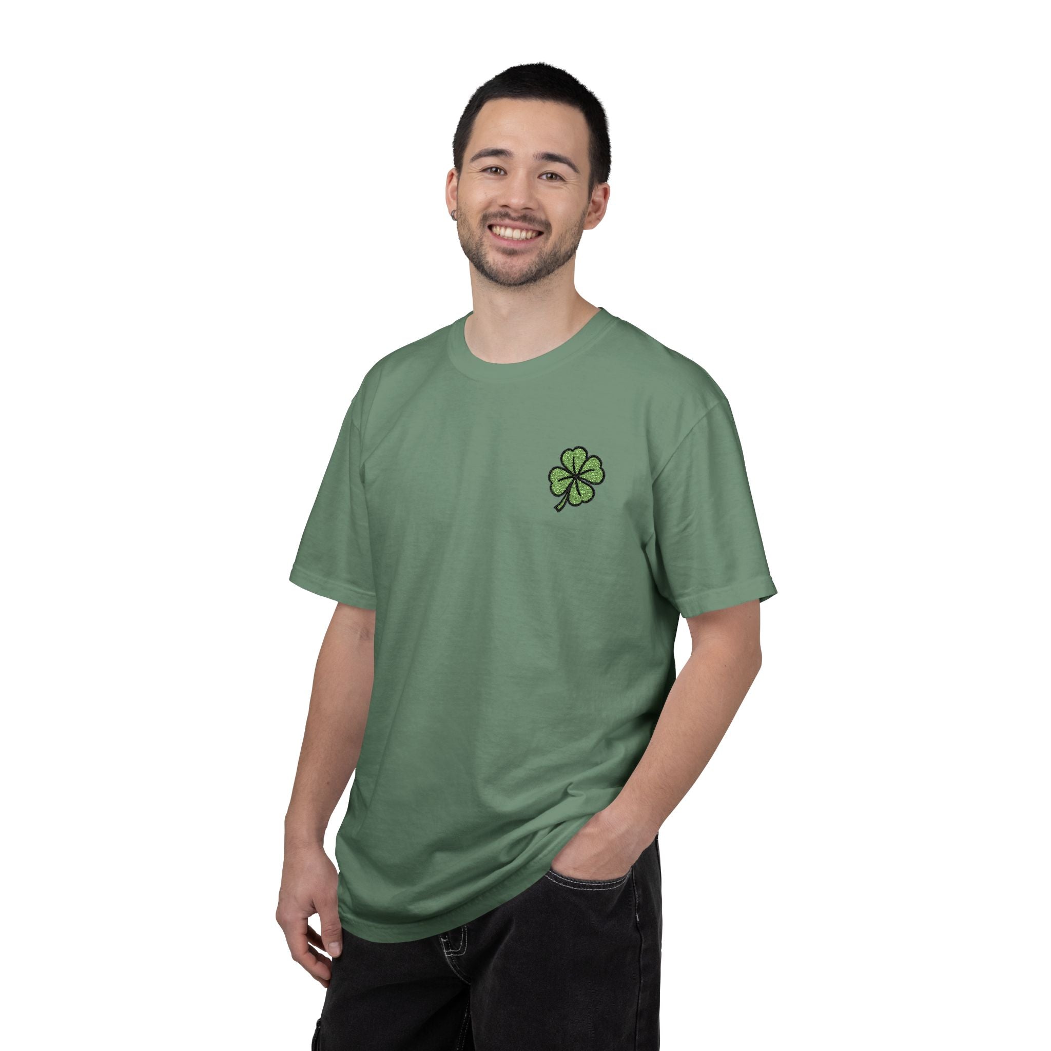 St. Patrick’s Lucky Clover Embroidered T‑Shirt — Cloversense St. Patrick’s Day Tee