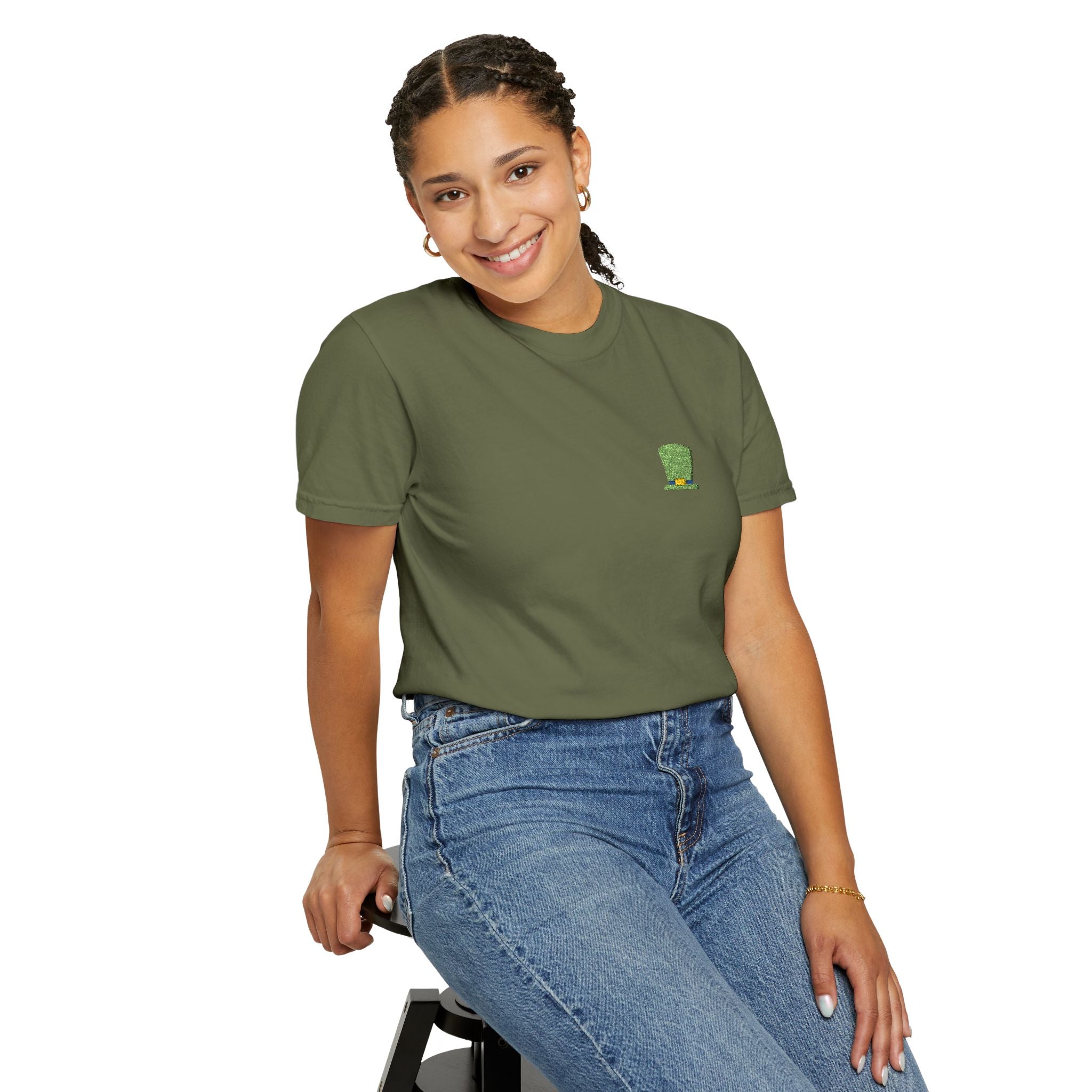 St. Patrick's Embroidered Leprechaun Hat T-Shirt — Cloversense St. Patrick's Tee